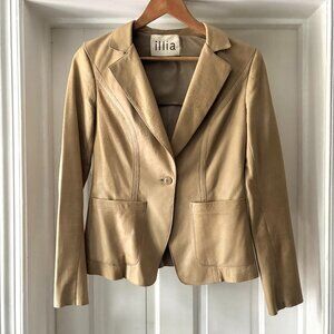Vintage illia Light Tan Leather Jacket Blazer Peplum Size 4